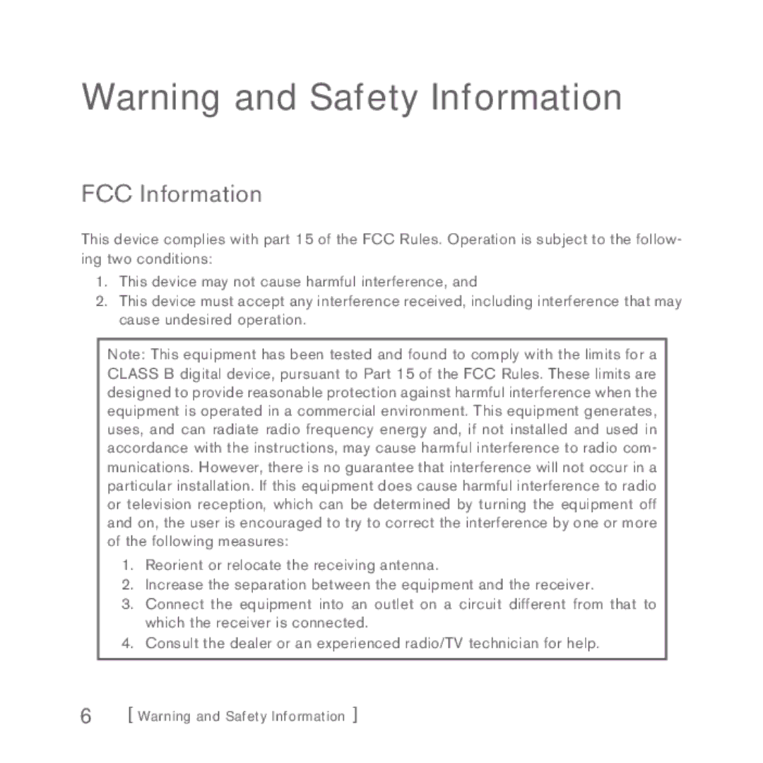 Sirius Satellite Radio INV2 manual FCC Information 