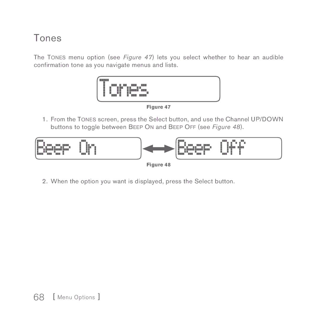 Sirius Satellite Radio INV2 manual Tones 