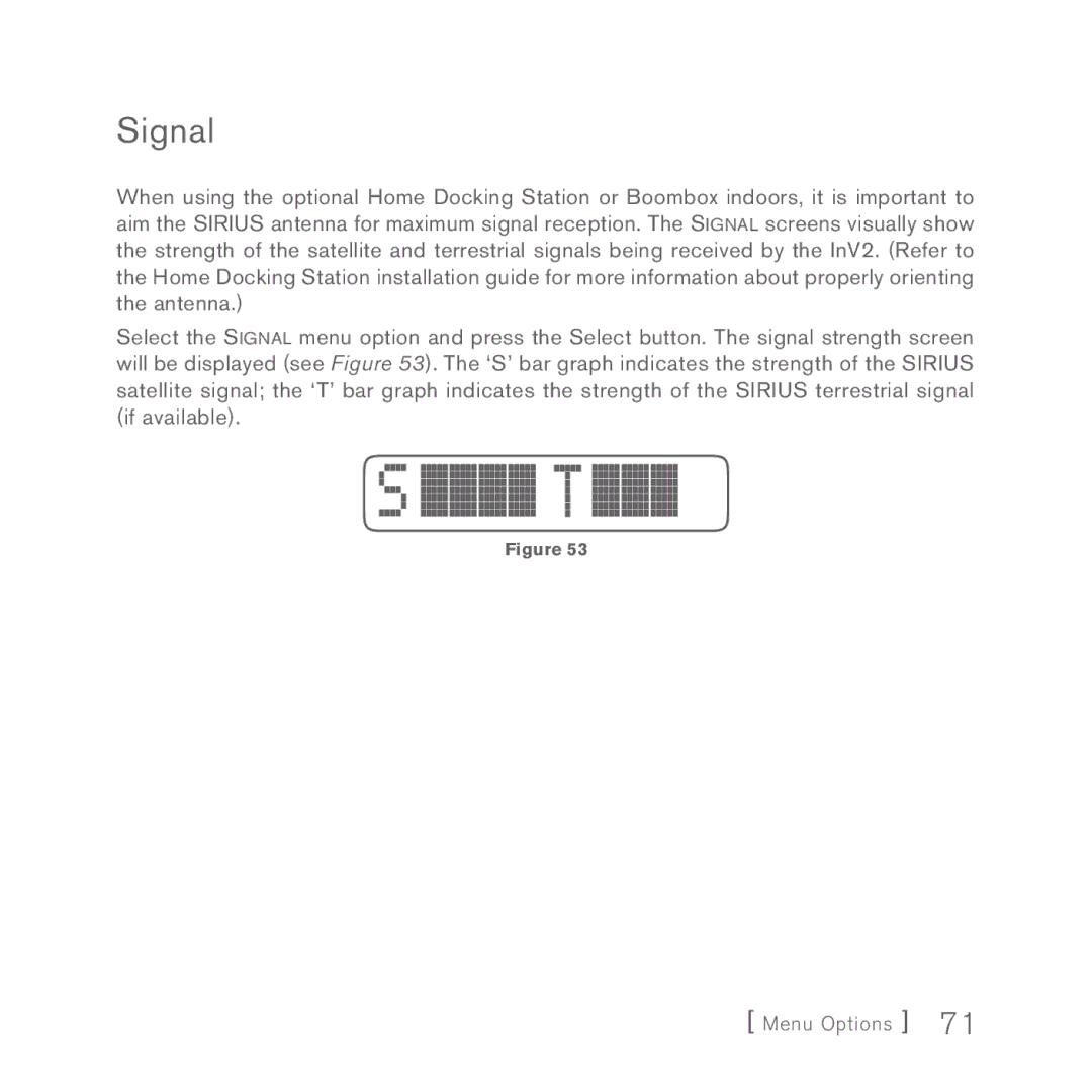 Sirius Satellite Radio INV2 manual Signal 