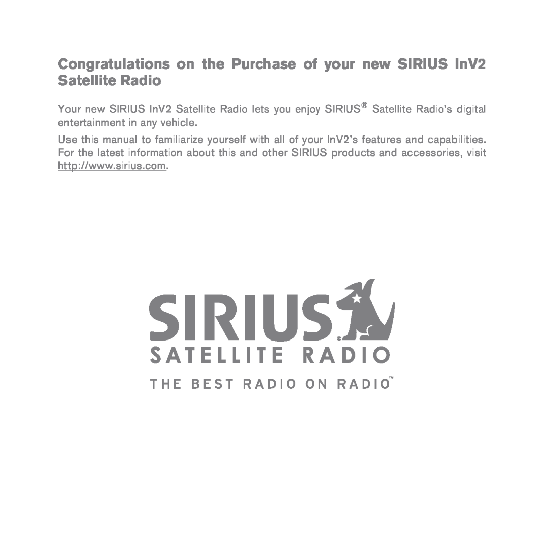 Sirius Satellite Radio INV2 manual 