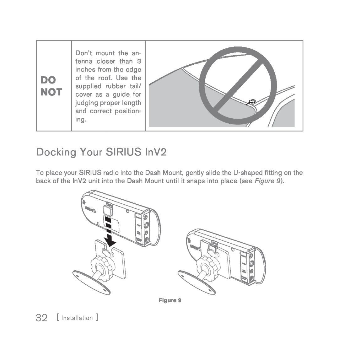 Sirius Satellite Radio INV2 manual Docking Your SIRIUS InV2, Do Not 