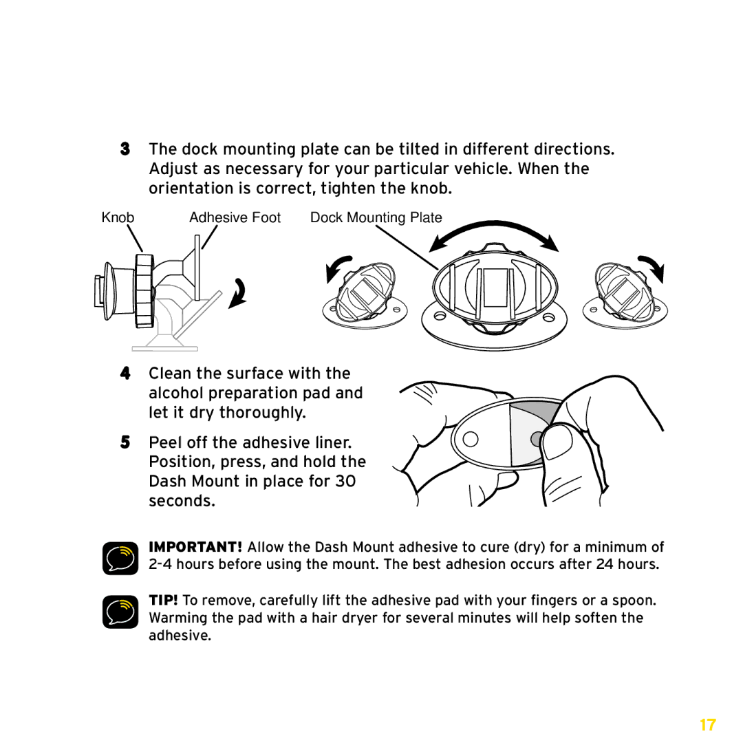 Sirius Satellite Radio ISP2000 manual Knob Adhesive Foot 