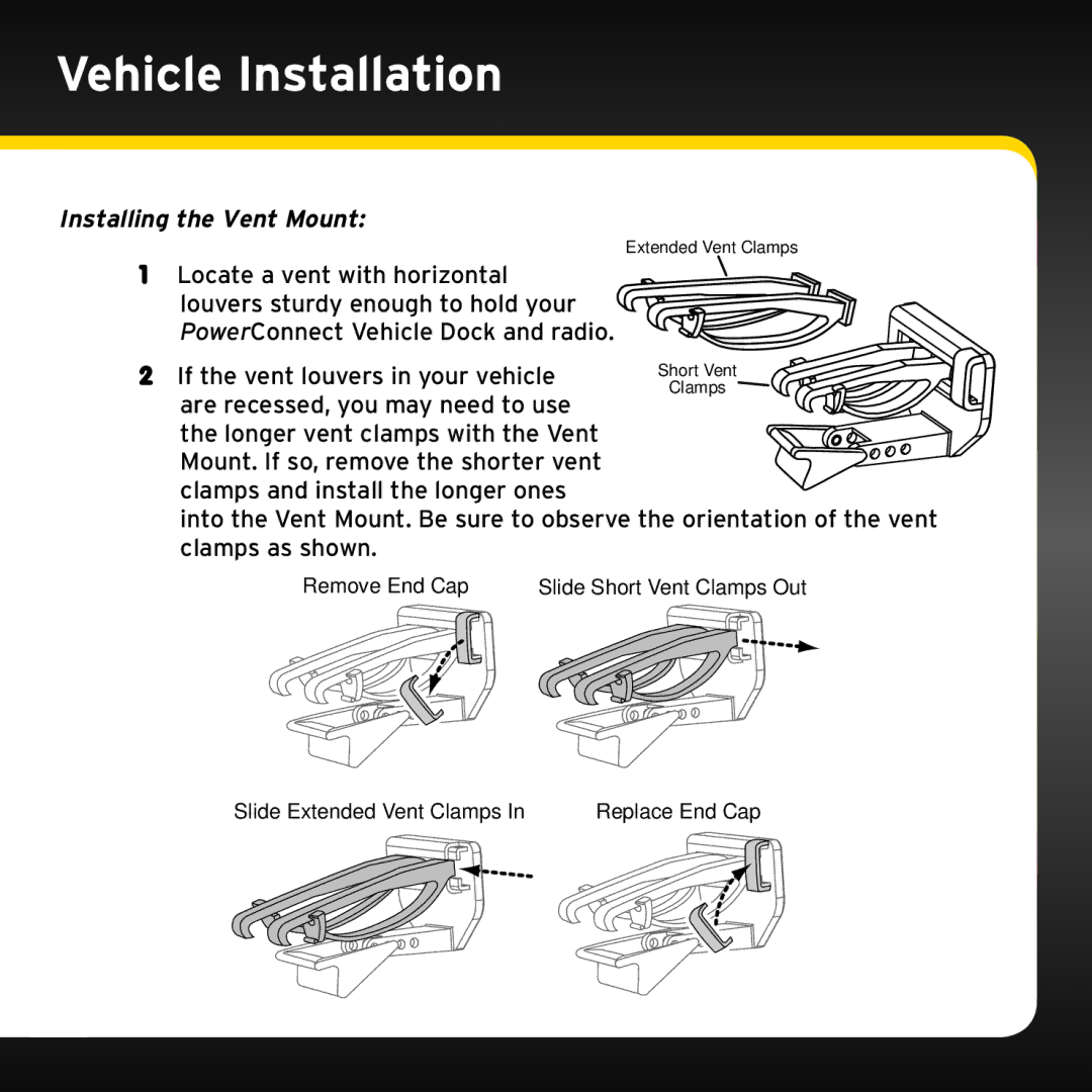 Sirius Satellite Radio ISP2000 manual Installing the Vent Mount 