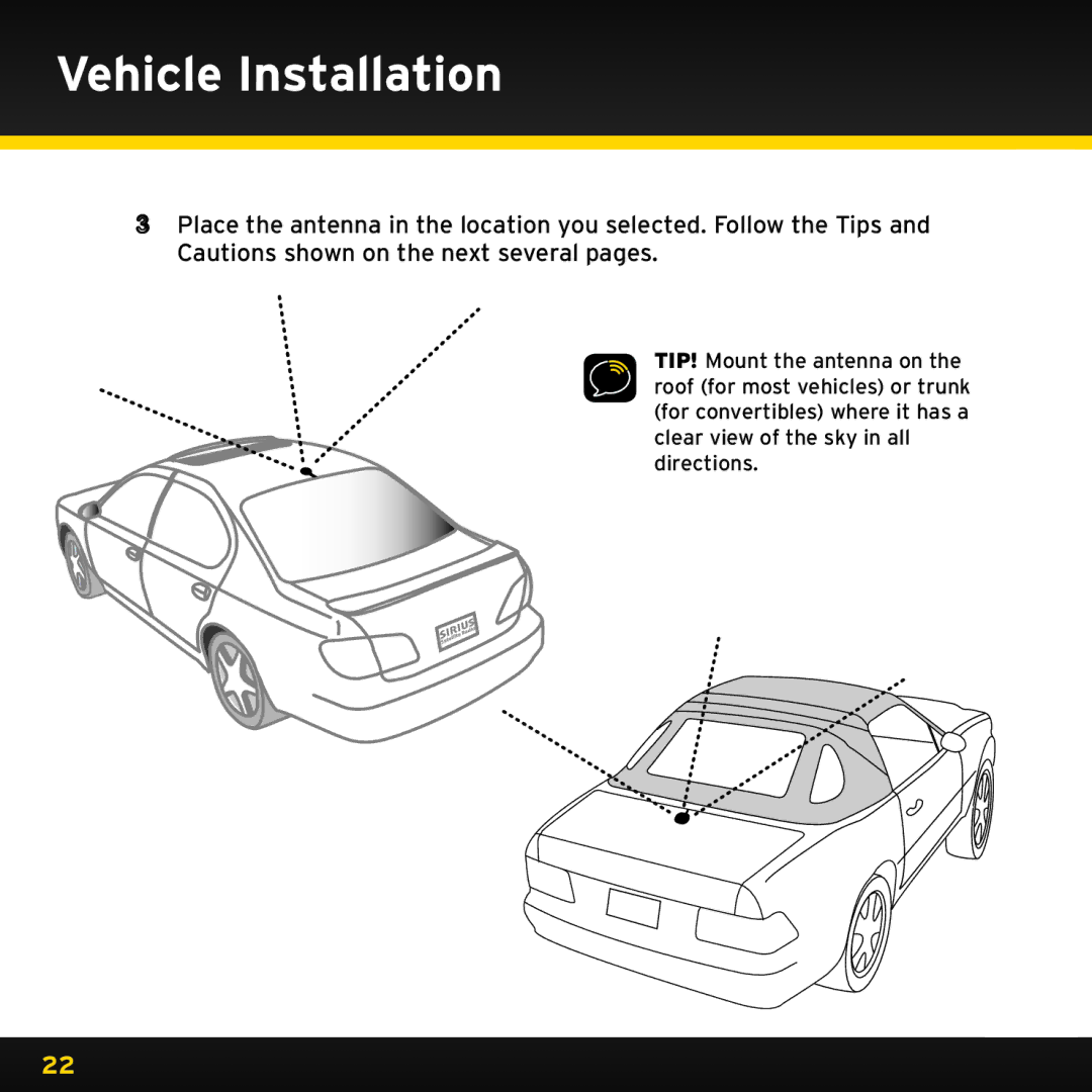 Sirius Satellite Radio ISP2000 manual Vehicle Installation 