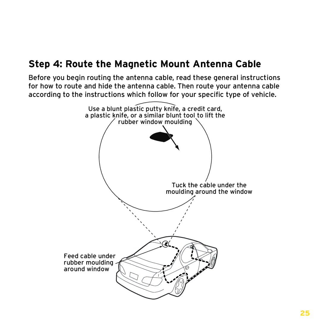 Sirius Satellite Radio ISP2000 manual Route the Magnetic Mount Antenna Cable 