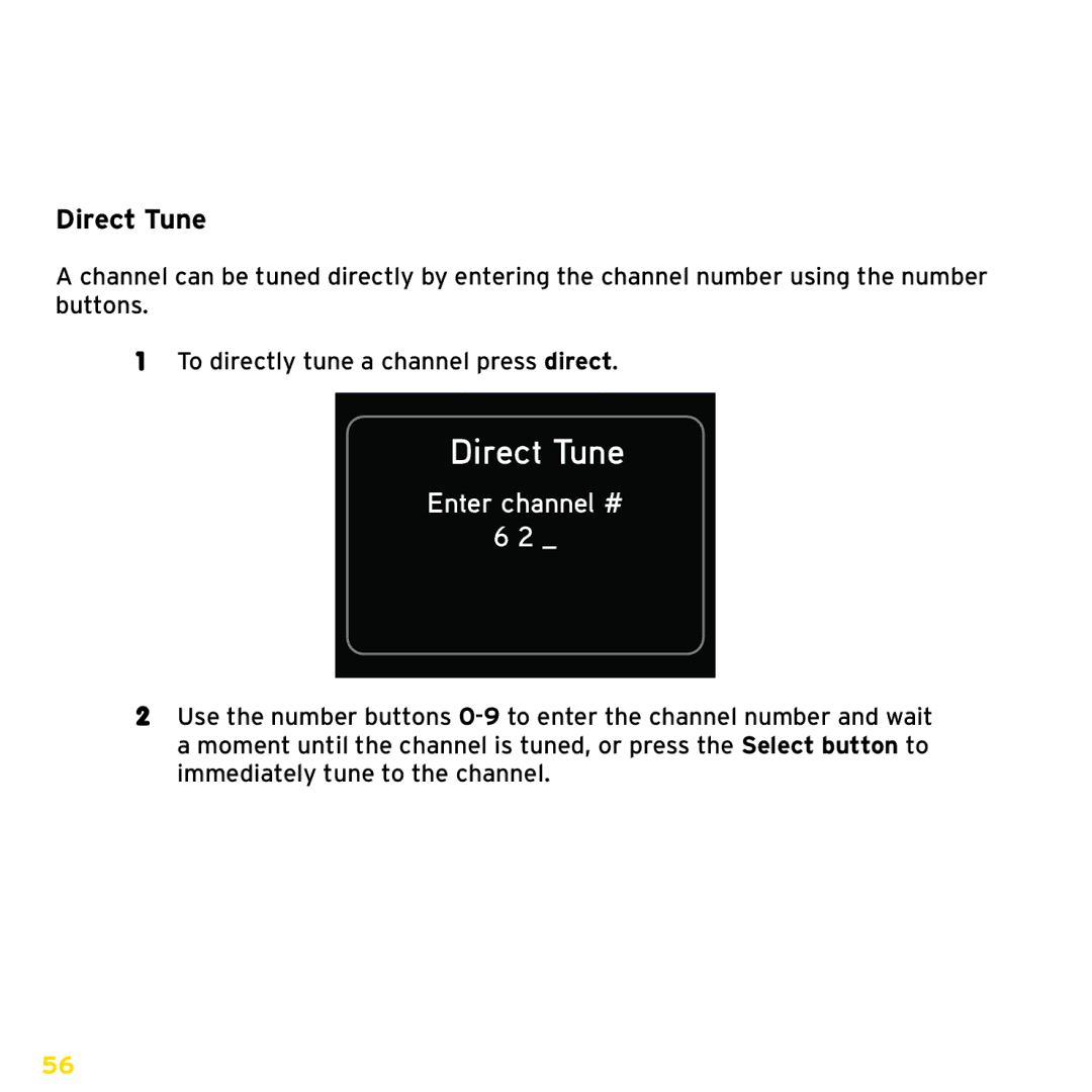 Sirius Satellite Radio ISP2000 manual Direct Tune 