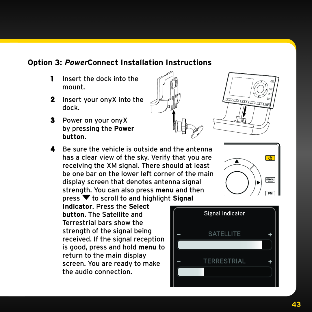 Sirius Satellite Radio ISP2000 manual Option 3: PowerConnect Installation Instructions 