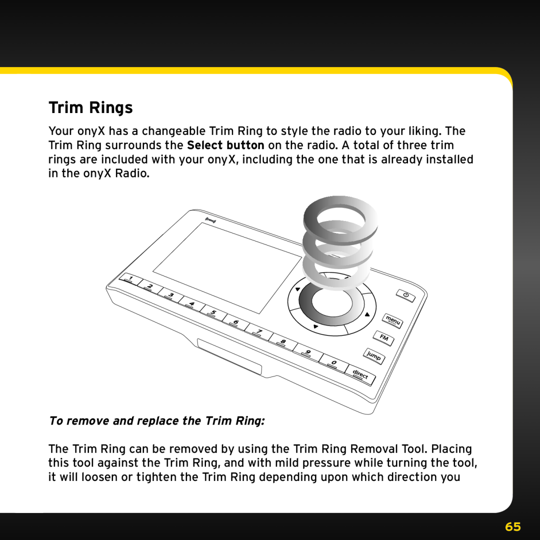 Sirius Satellite Radio ISP2000 manual Trim Rings, To remove and replace the Trim Ring 