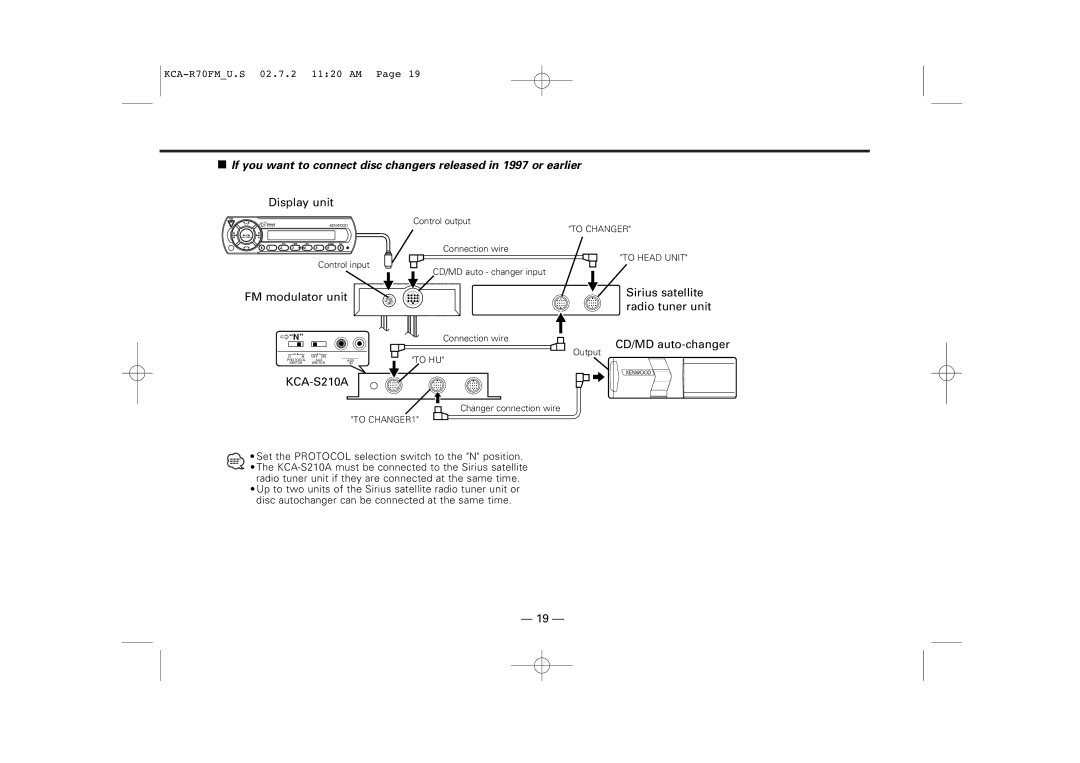 Sirius Satellite Radio KCA-R70FM instruction manual KCA-S210A 