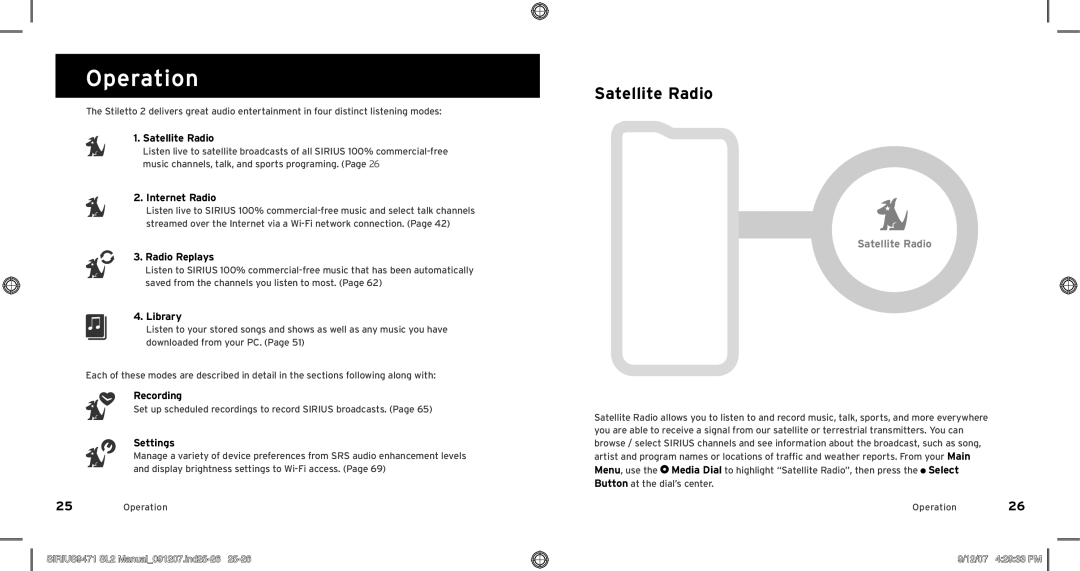 Sirius Satellite Radio Model SLV2 Satellite Radio, Listening Modes, SIRIUS9471 SL2 Manual091207.ind25-26, 12/07 42933 PM 