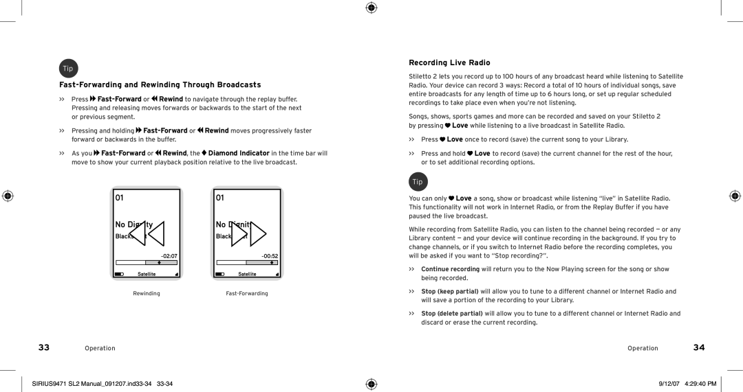 Sirius Satellite Radio Model SLV2 Fast-Forwarding and Rewinding Through Broadcasts, Recording Live Radio, 12/07 42940 PM 