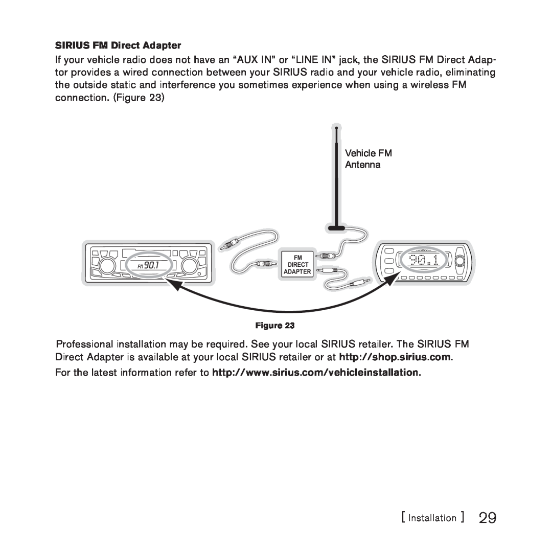 Sirius Satellite Radio Plug-n-Play manual 90.1, SIRIUS FM Direct Adapter 