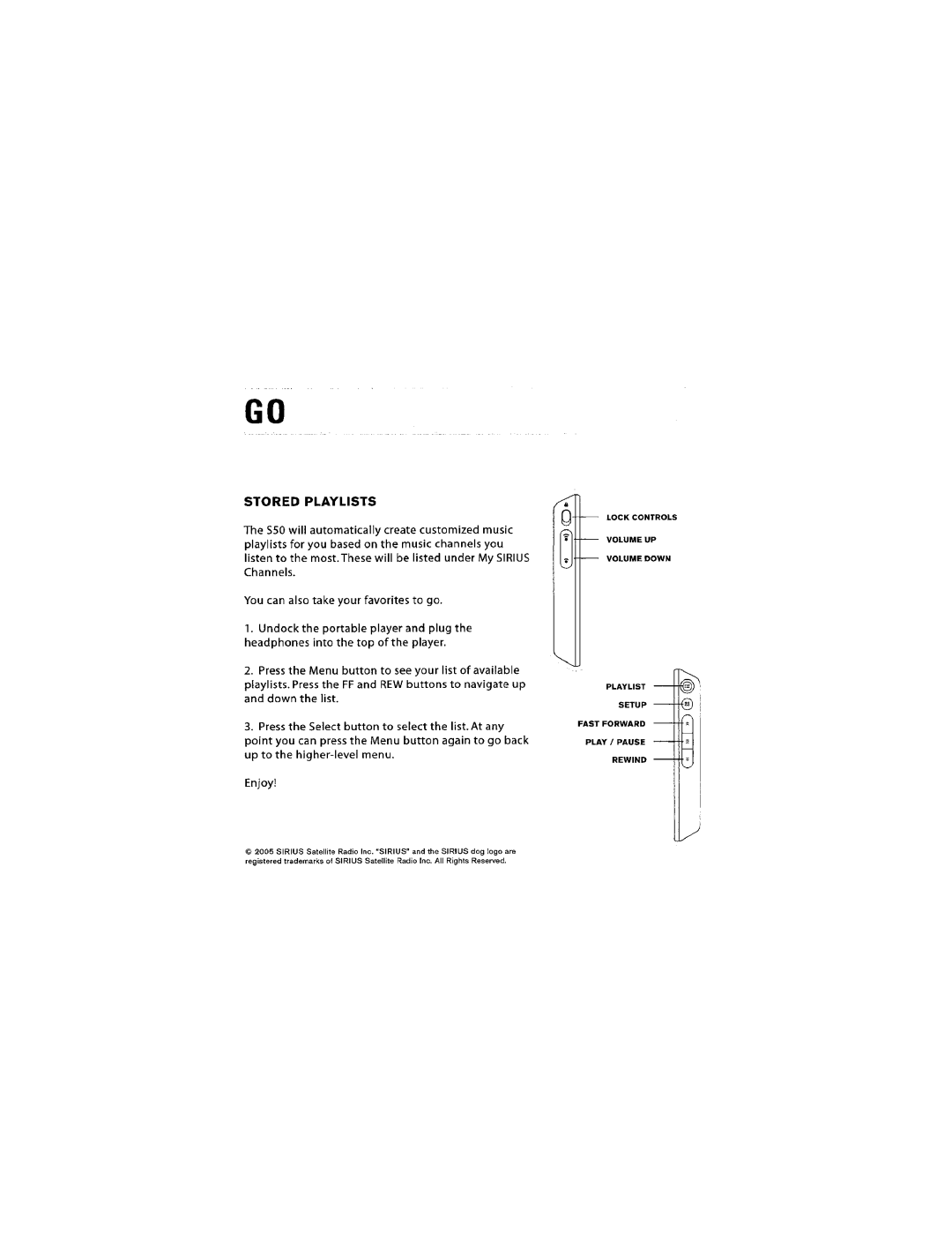 Sirius Satellite Radio S50 user manual 