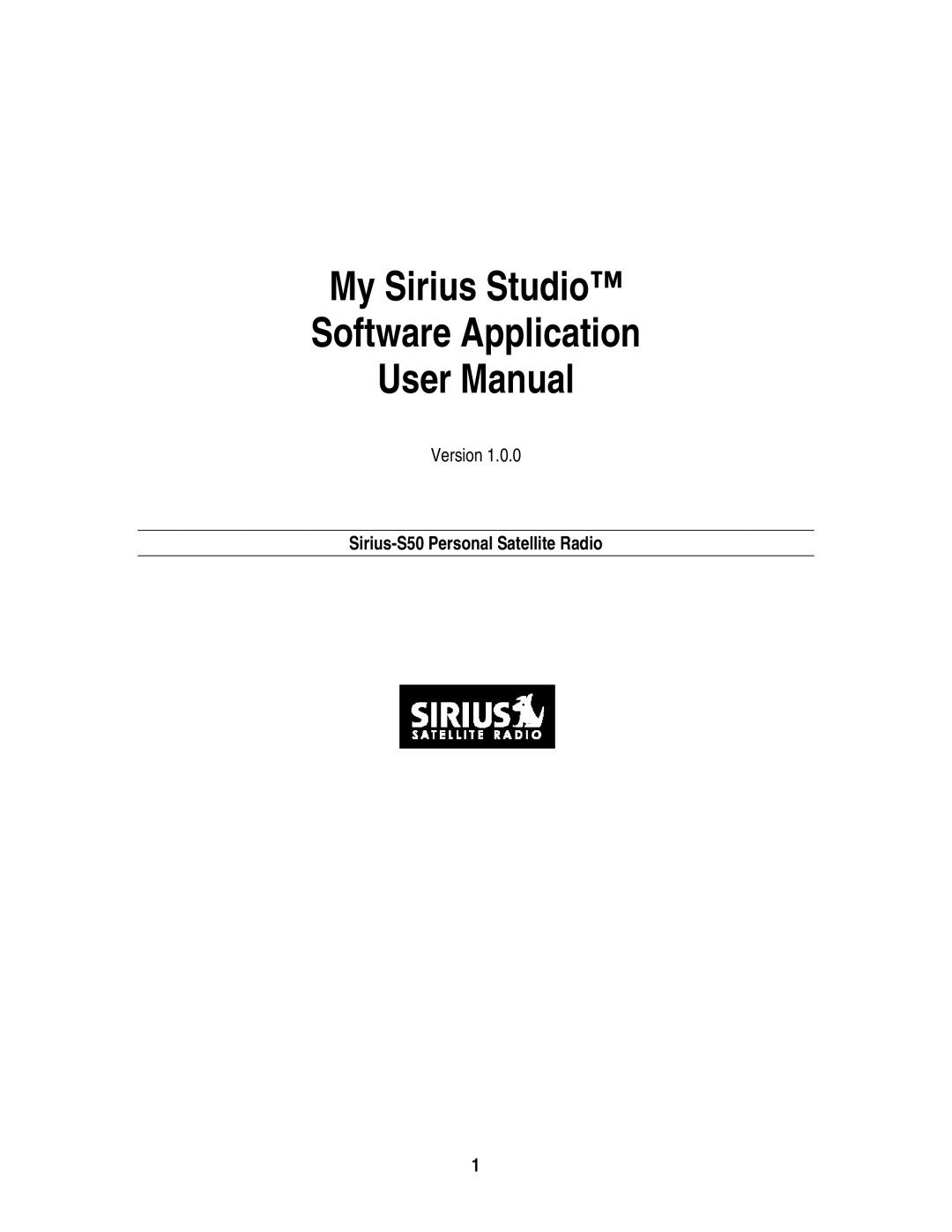 Sirius Satellite Radio S50 user manual My Sirius Studio Software Application 