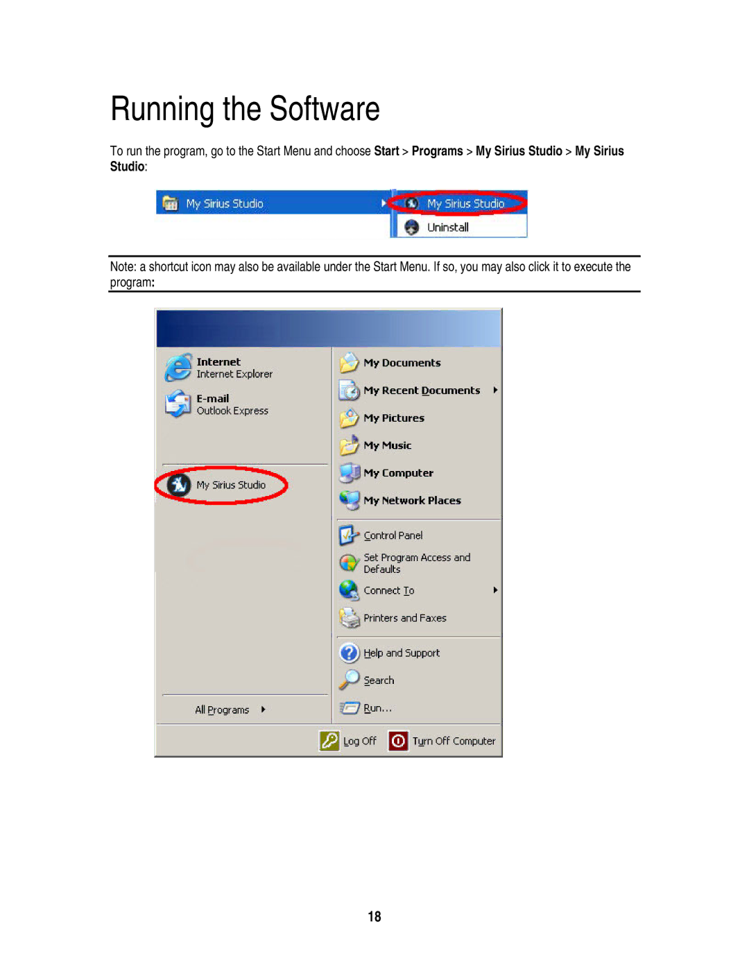 Sirius Satellite Radio S50 user manual Running the Software 