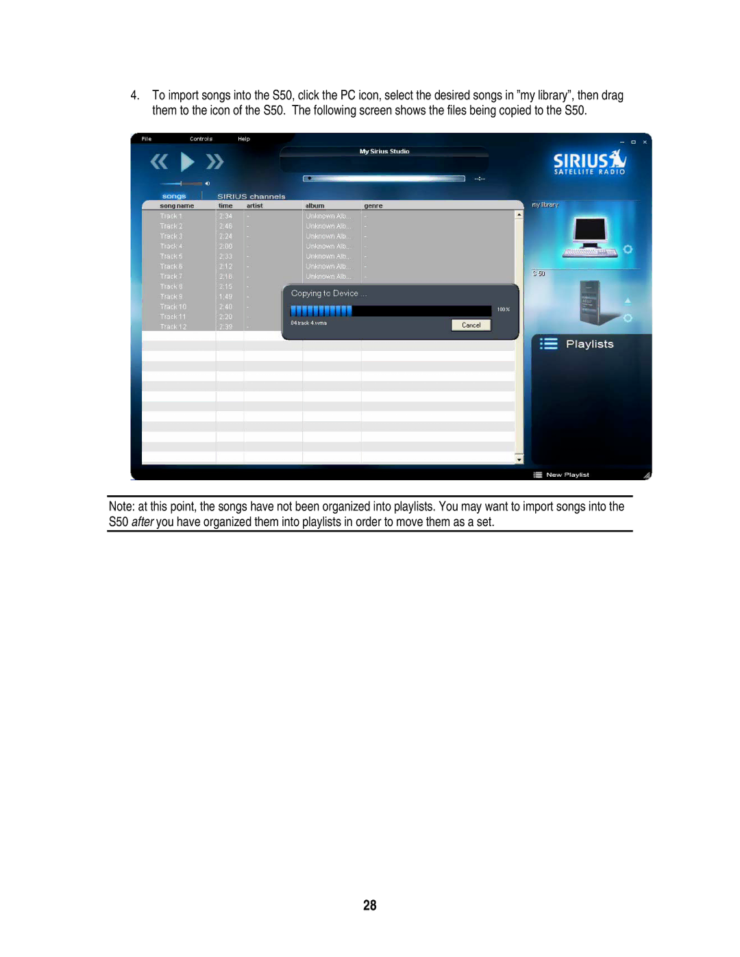 Sirius Satellite Radio S50 user manual 