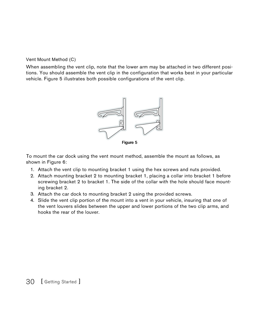 Sirius Satellite Radio S50 user manual Vent Mount Method C 