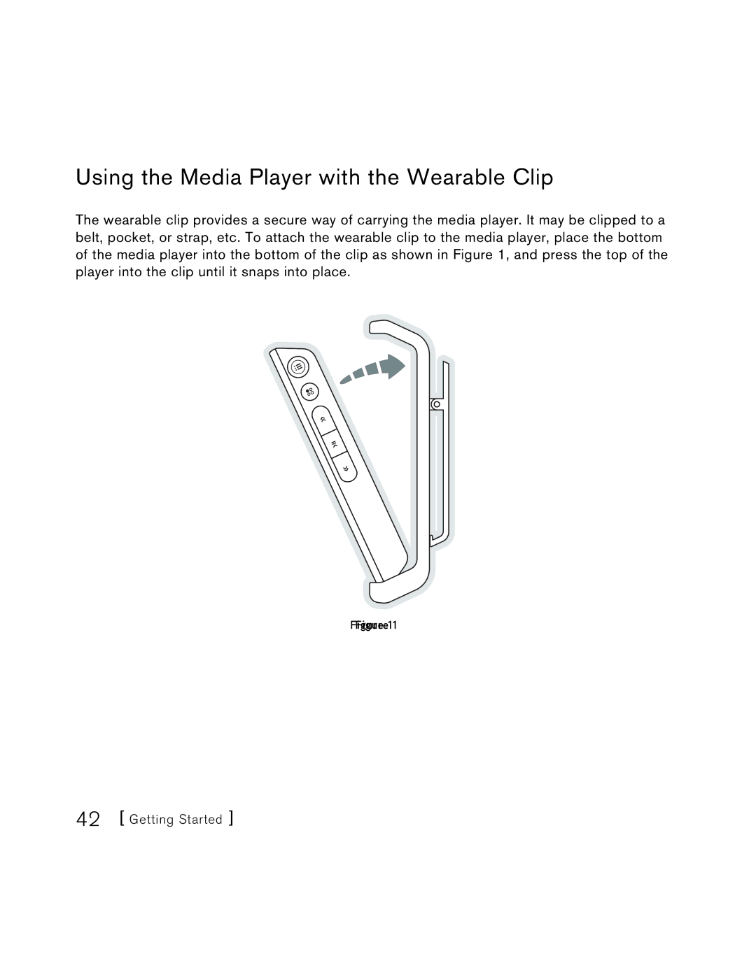 Sirius Satellite Radio S50 user manual Using the Media Player with the Wearable Clip 