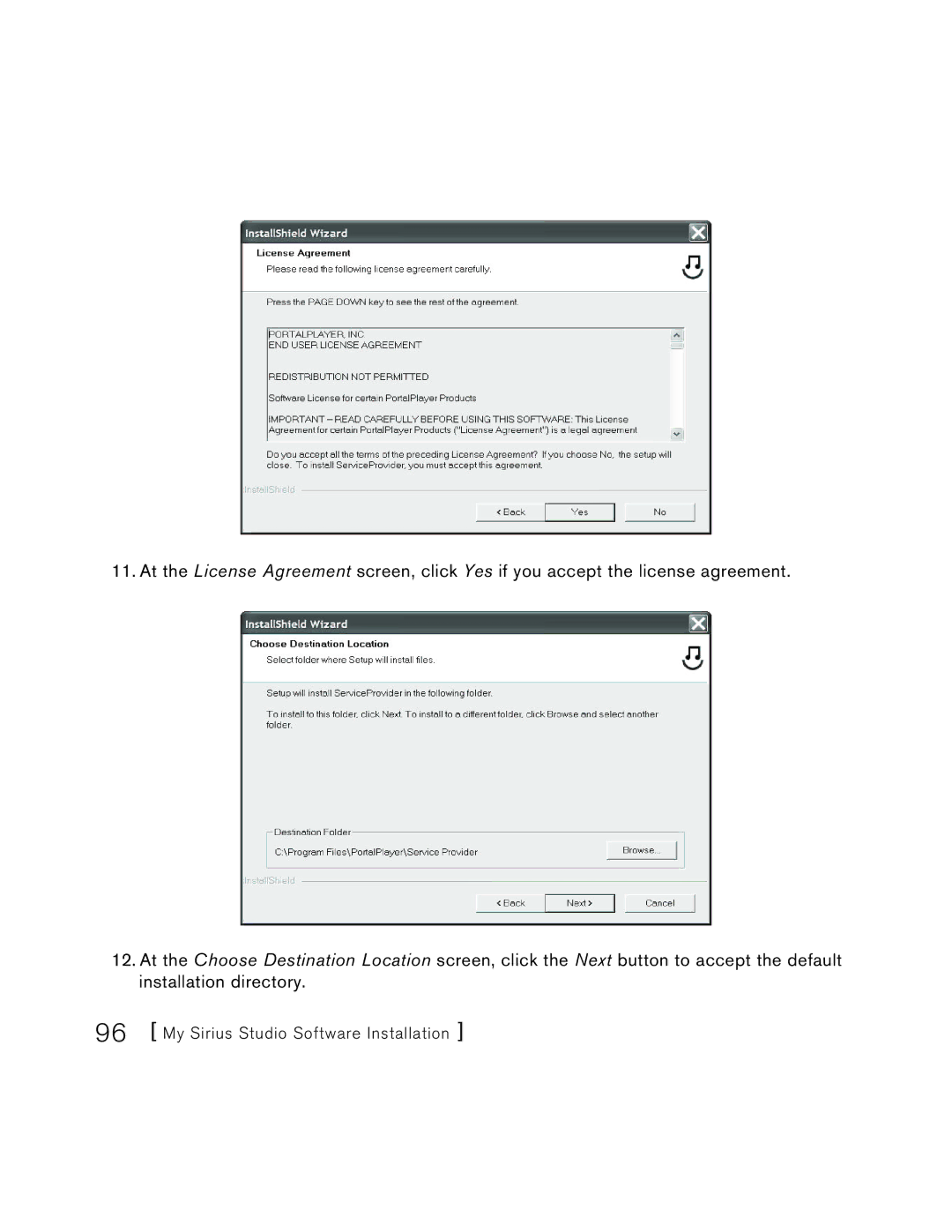 Sirius Satellite Radio S50 user manual My Sirius Studio Software Installation 