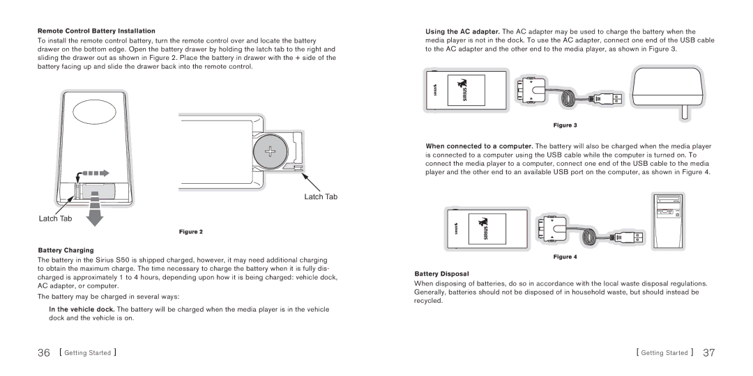 Sirius Satellite Radio S50 manual Latch Tab 