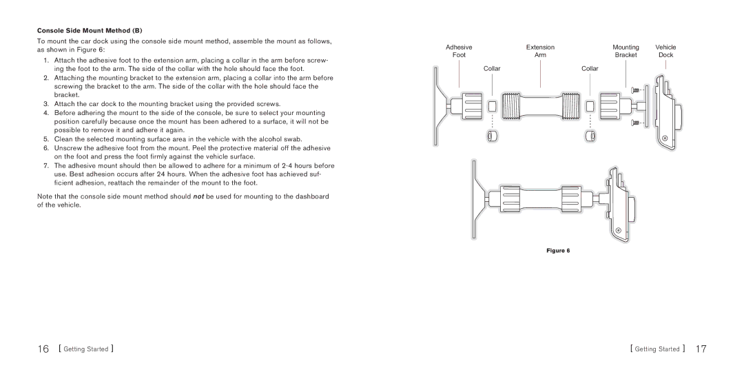 Sirius Satellite Radio S50 manual Console Side Mount Method B 