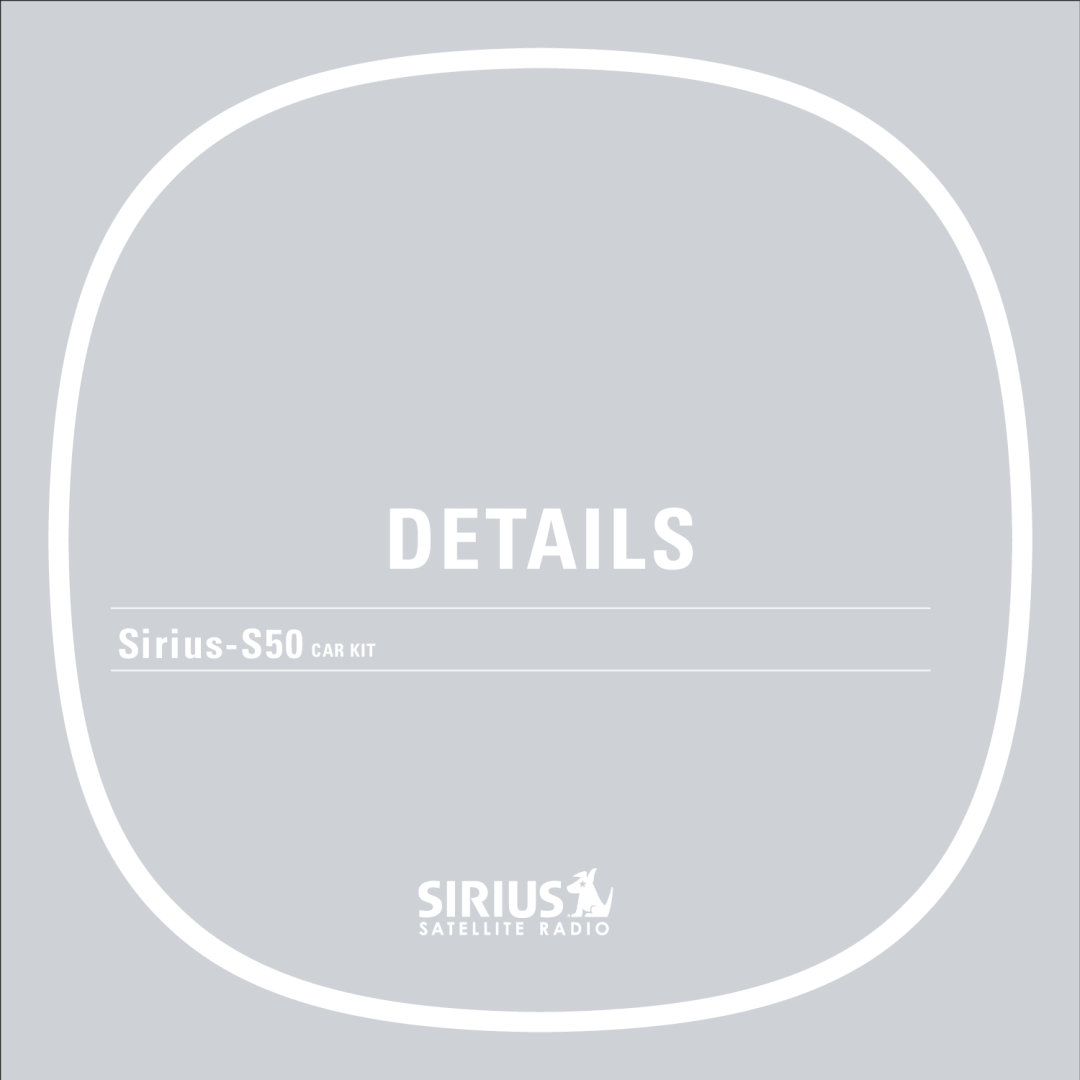 Sirius Satellite Radio manual Sirius-S50 CAR KIT, Details 