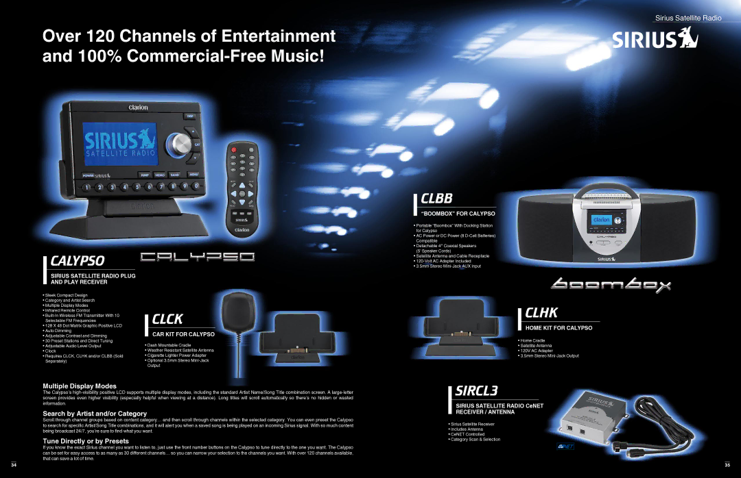 Sirius Satellite Radio Satellite Radio manual Calypso, Clck, Clbb, Clhk, SIRCL3 