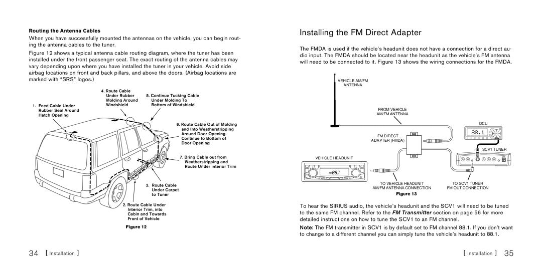 Sirius Satellite Radio SBTV091807a manual Installing the FM Direct Adapter 