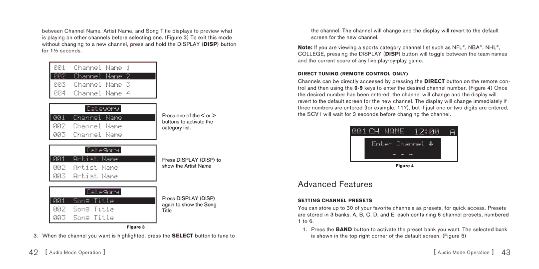 Sirius Satellite Radio SBTV091807a manual Advanced Features 