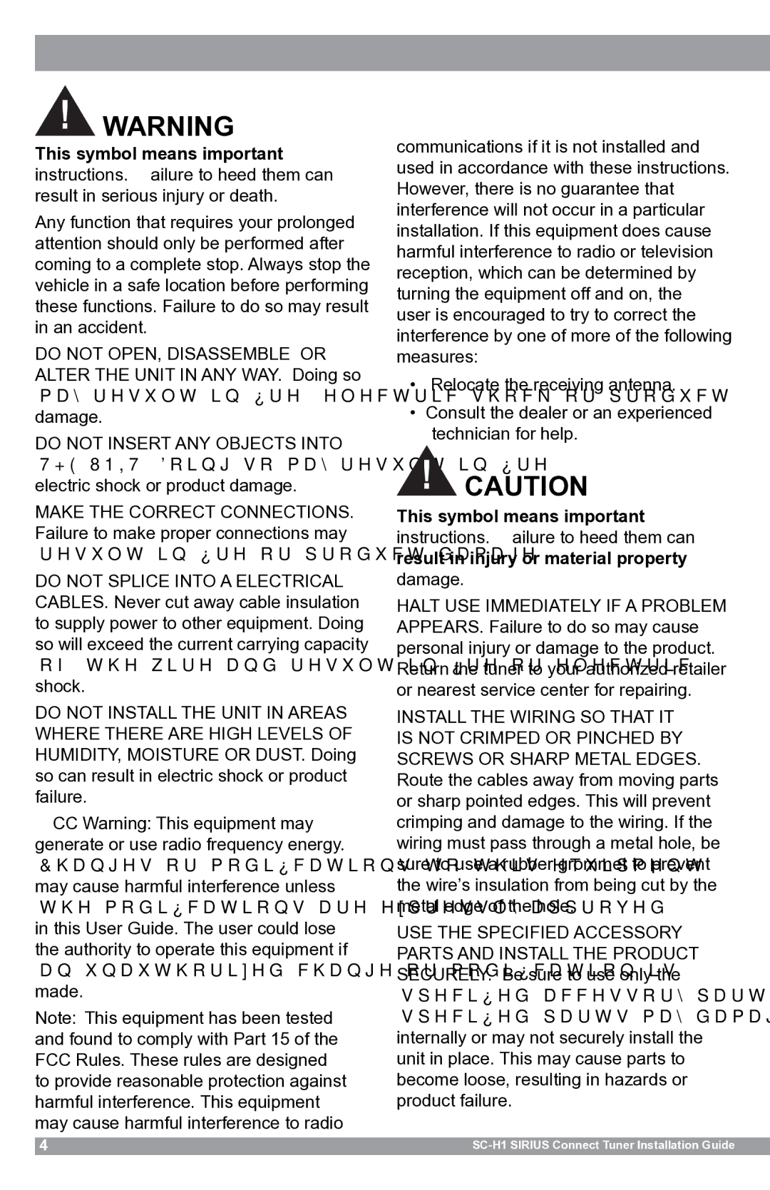 Sirius Satellite Radio SCH1 manual SC-H1 Sirius Connect Tuner Installation Guide 