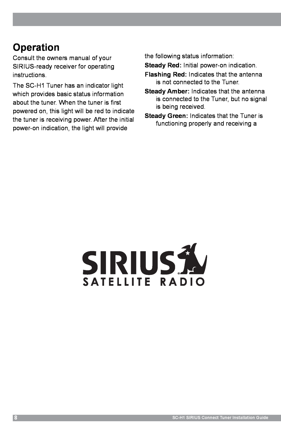 Sirius Satellite Radio SCH1 manual Operation 