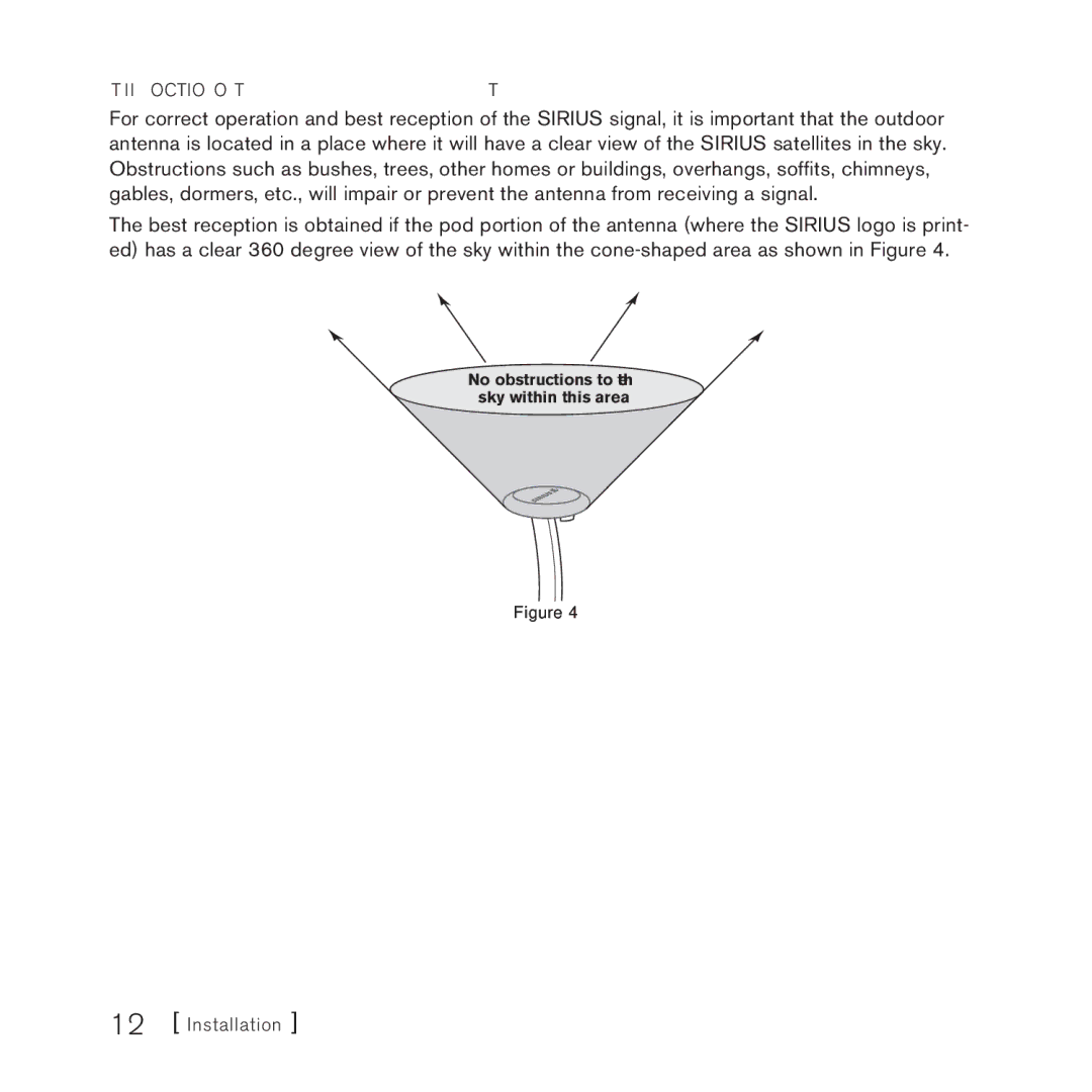 Sirius Satellite Radio SCH2P manual Determining a Location for the Antenna 