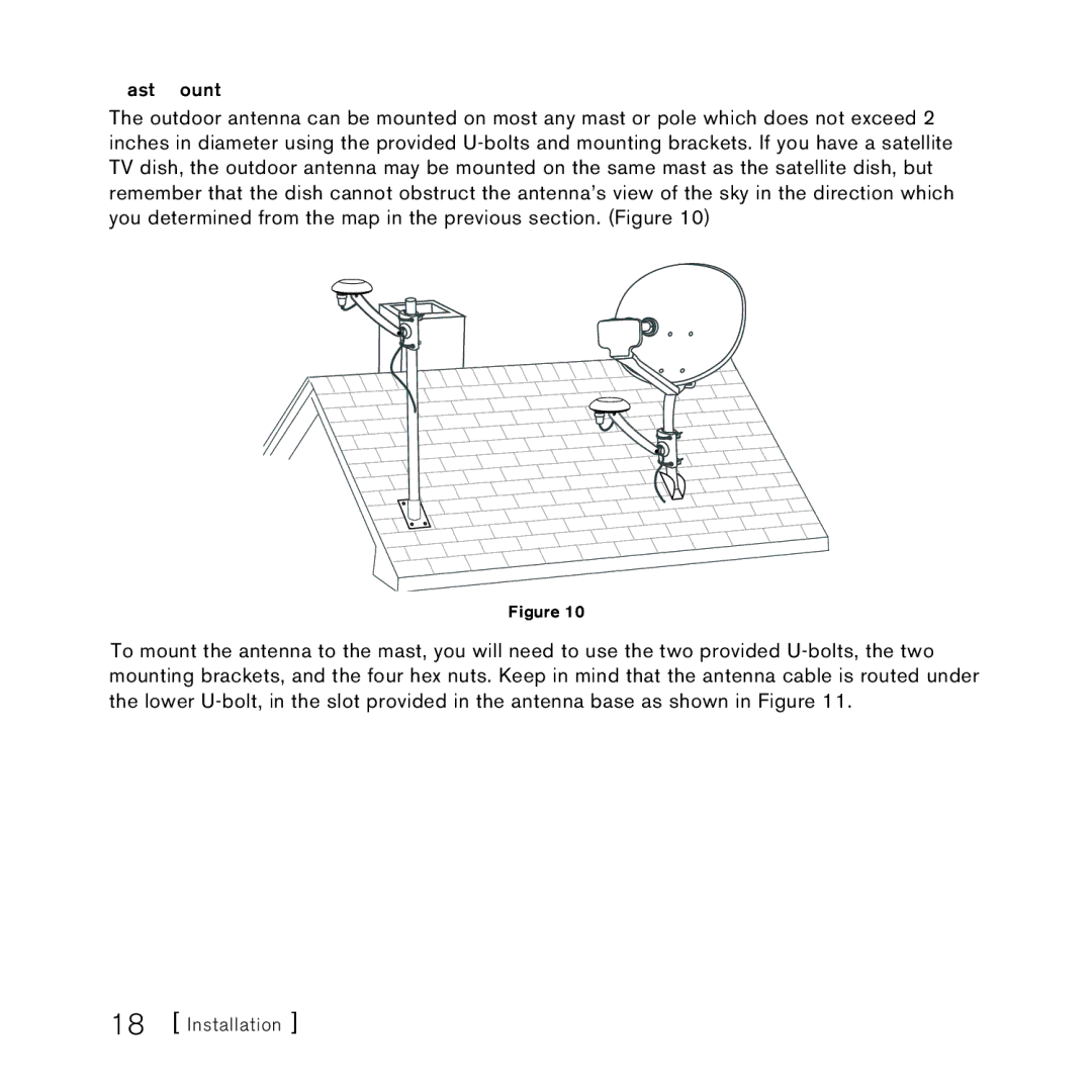 Sirius Satellite Radio SCH2P manual Mast Mount 