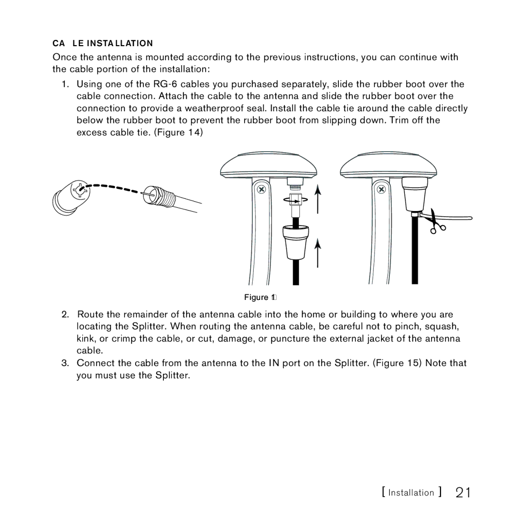 Sirius Satellite Radio SCH2P manual Cable Installation 