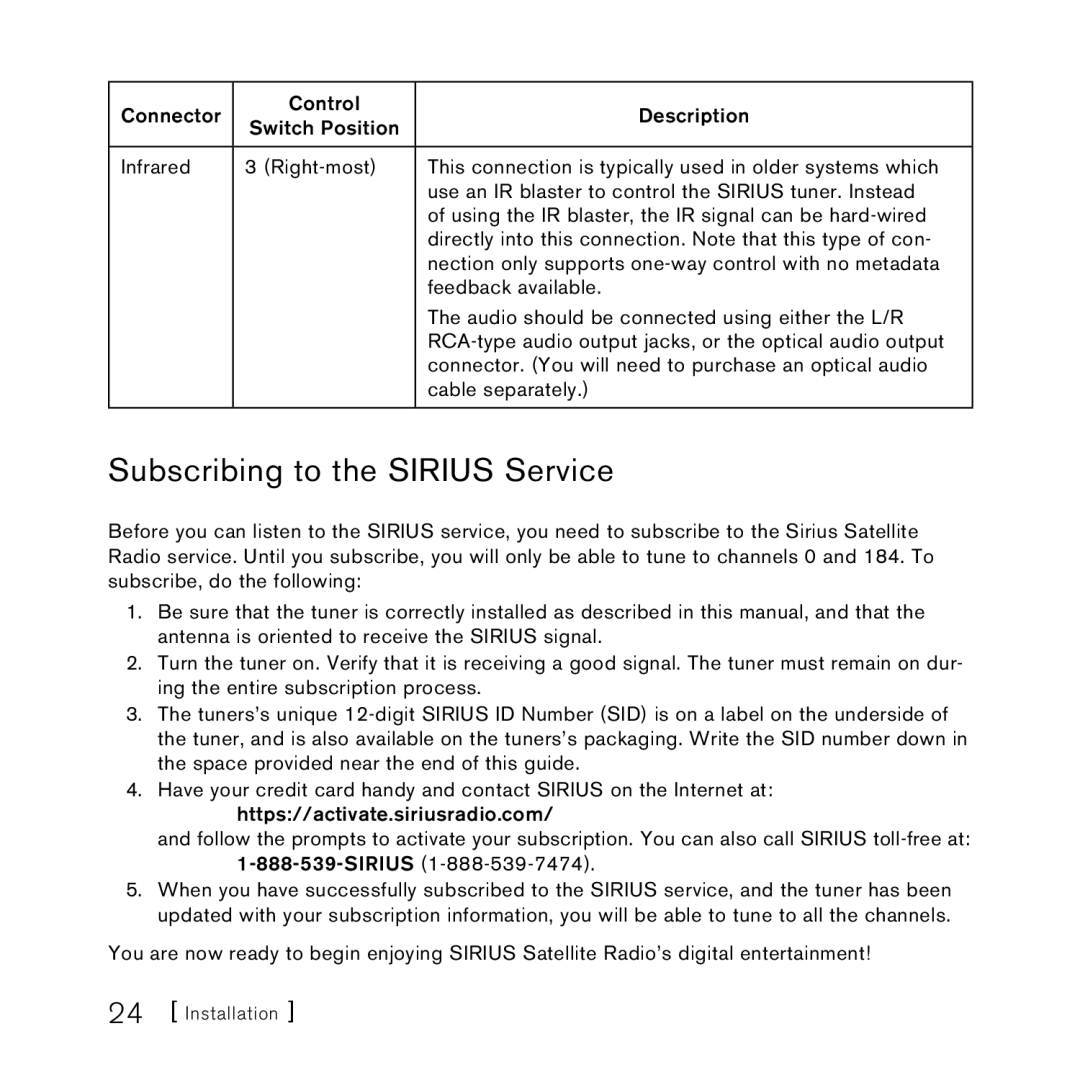 Sirius Satellite Radio SCH2P manual Subscribing to the Sirius Service 