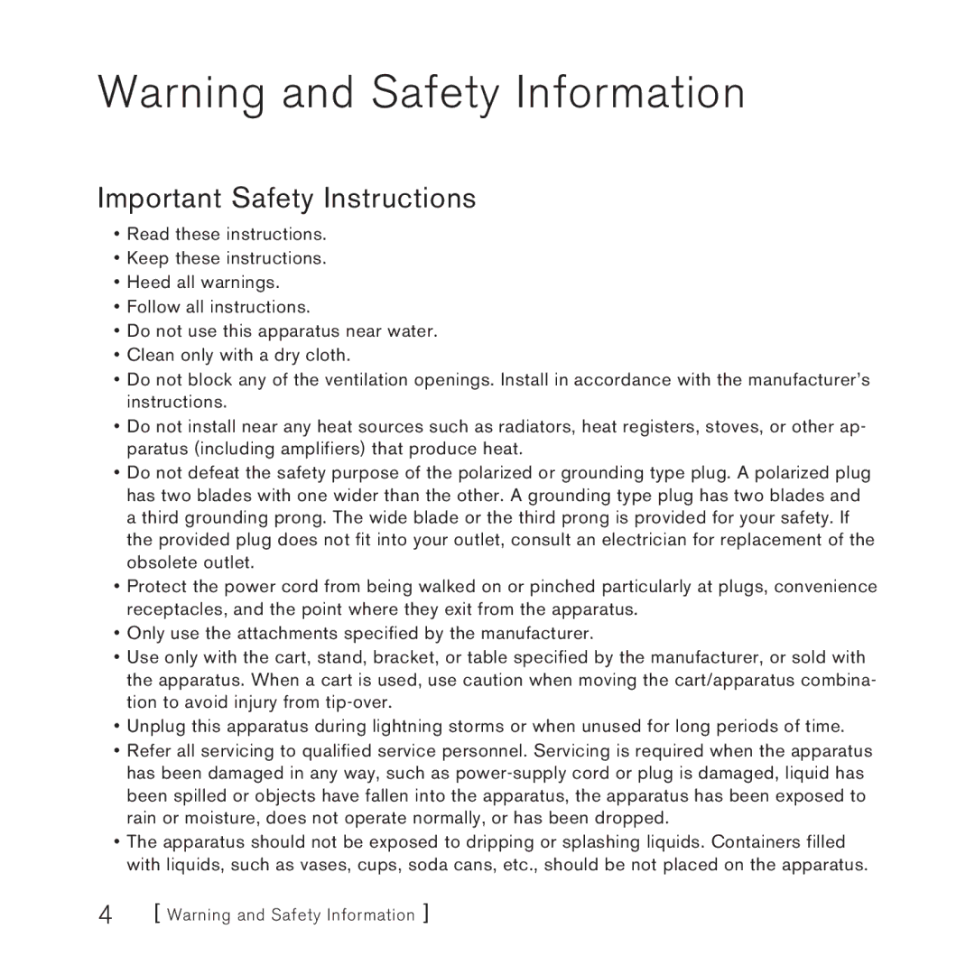 Sirius Satellite Radio SCH2P manual Important Safety Instructions 