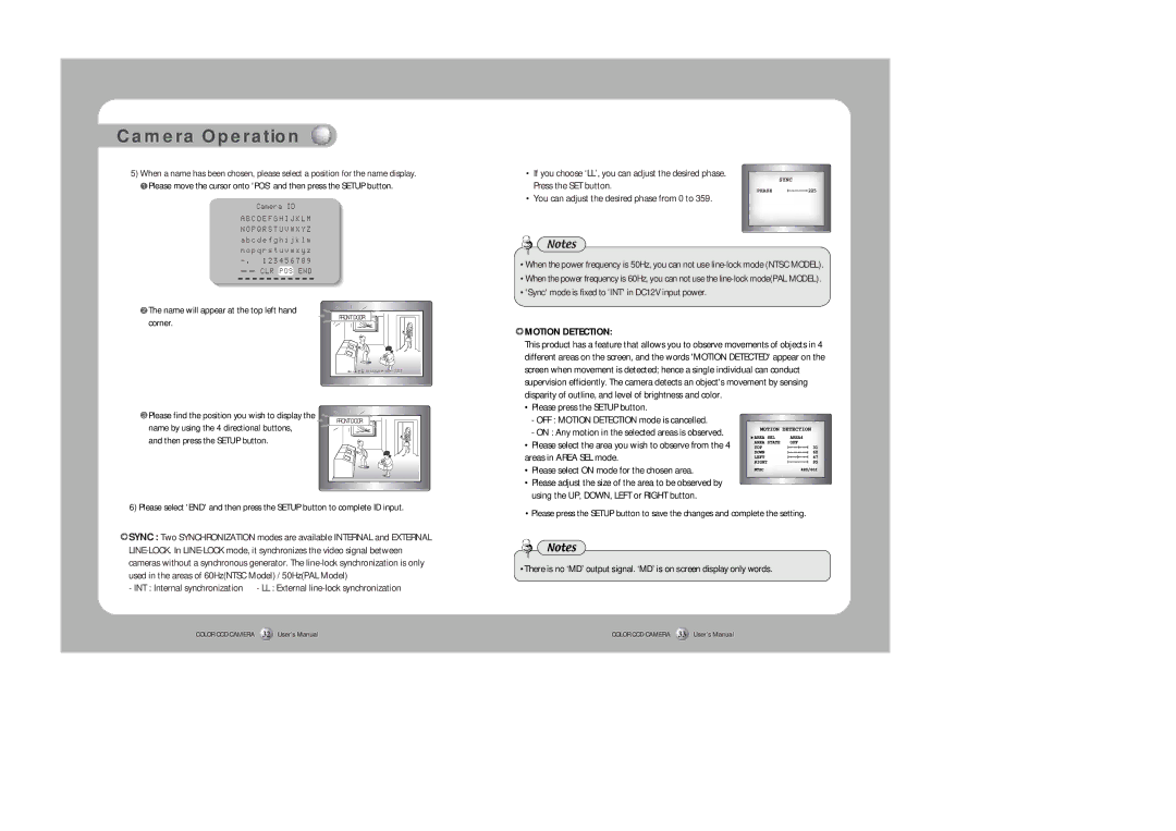 Sirius Satellite Radio SDC-313B user manual Please select on mode for the chosen area, Camera ID 