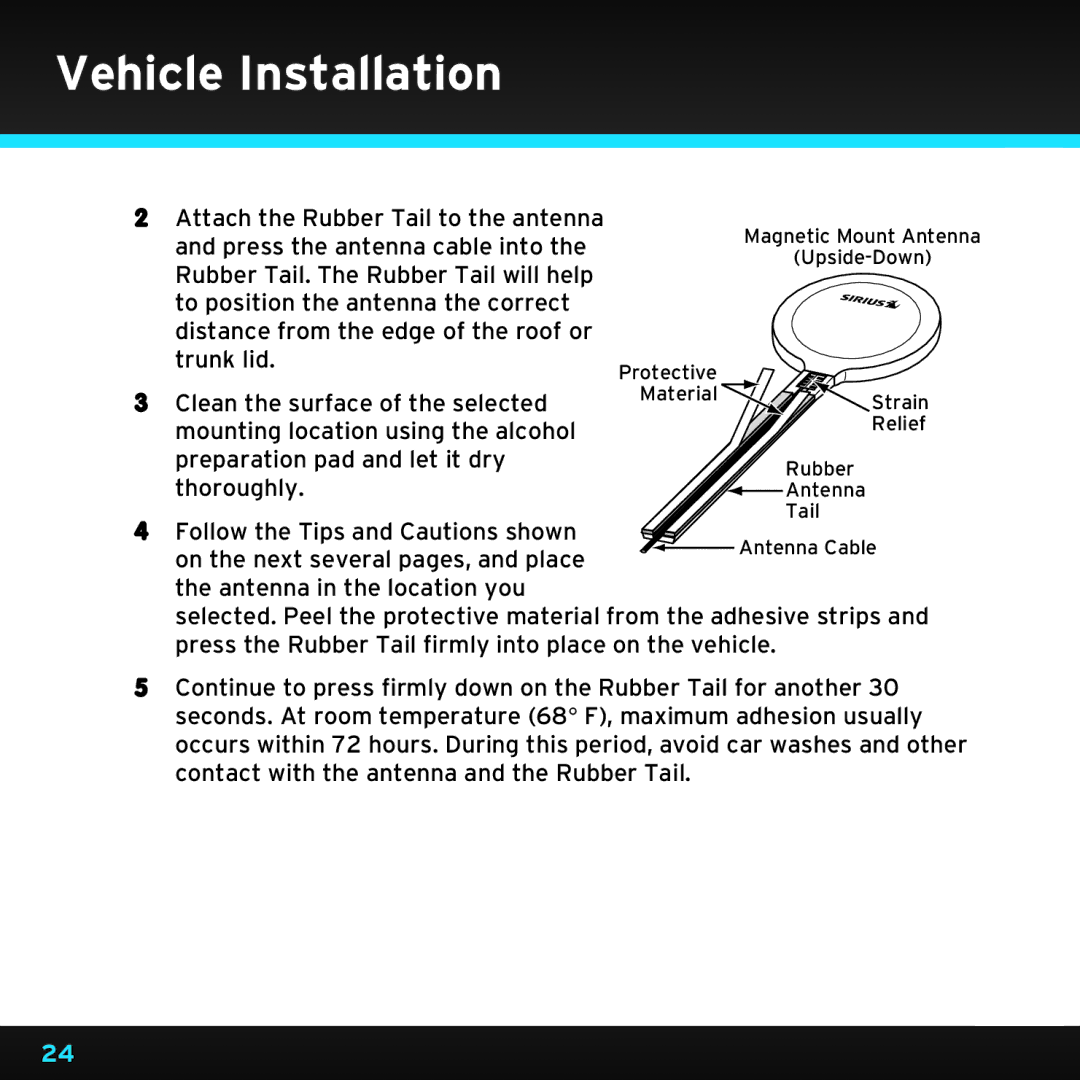 Sirius Satellite Radio SDST5V1 manual Vehicle Installation 