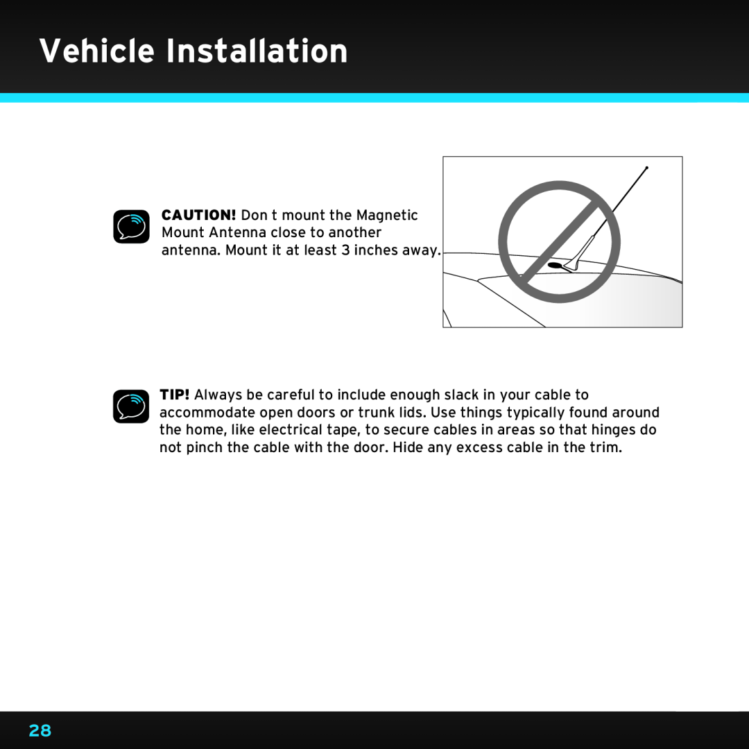 Sirius Satellite Radio SDST5V1 manual Vehicle Installation 