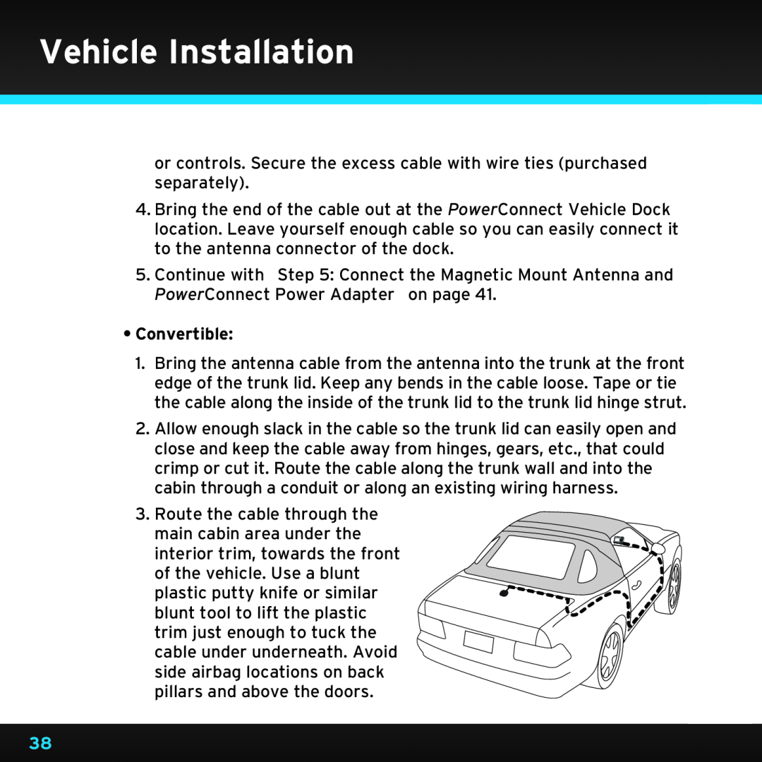 Sirius Satellite Radio SDST5V1 manual •Convertible, Vehicle Installation 