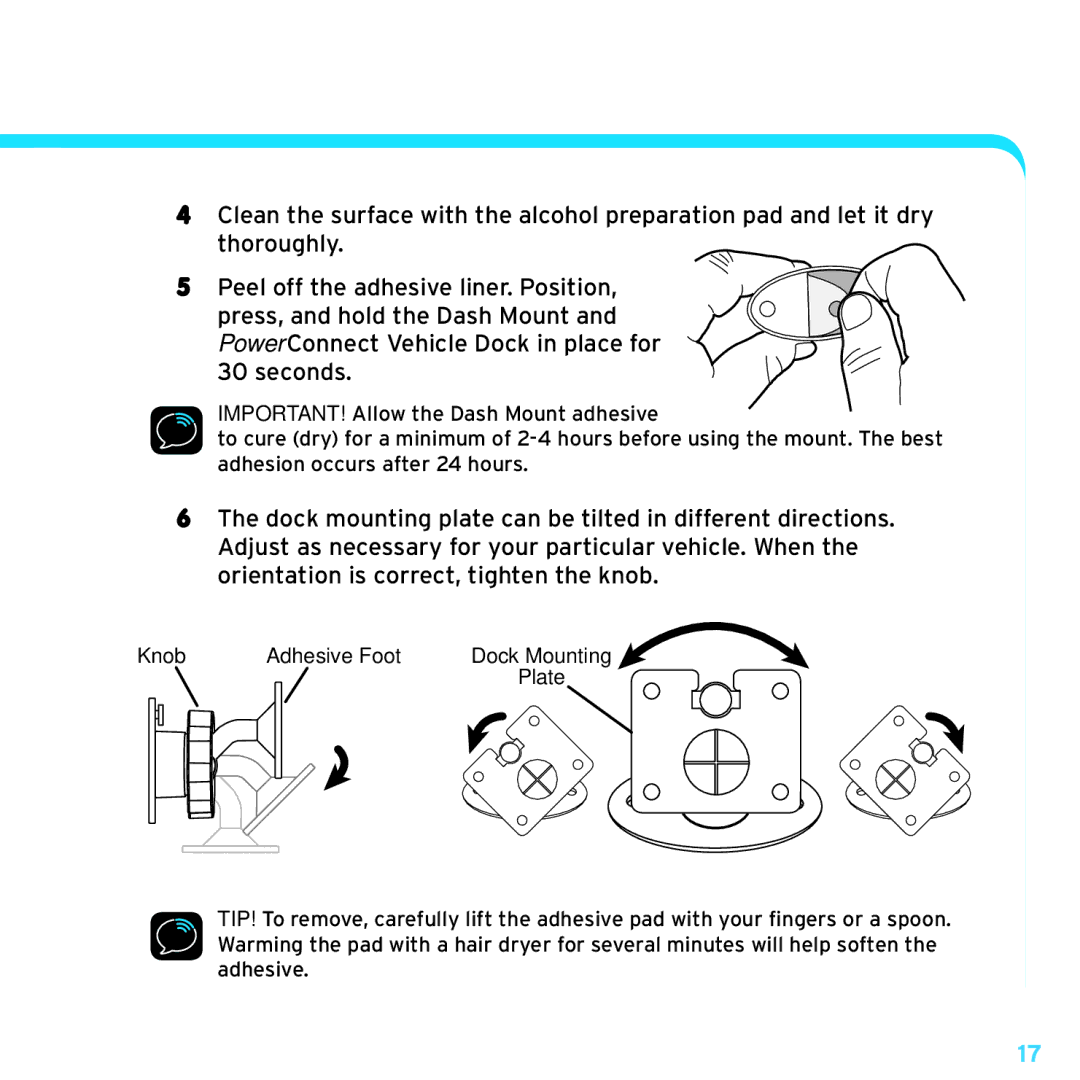 Sirius Satellite Radio SDSV6V1 manual Knob Adhesive Foot 