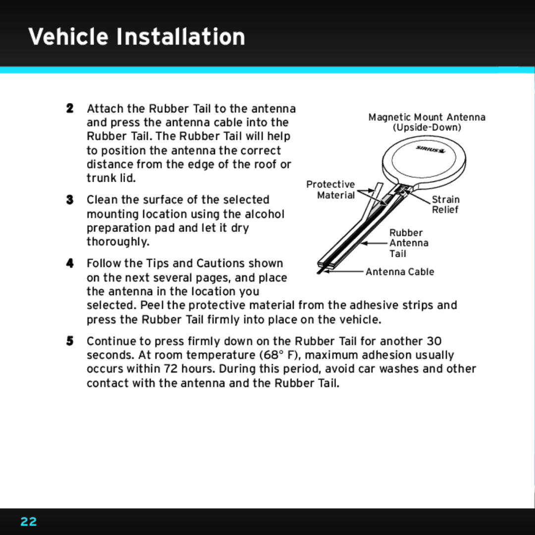 Sirius Satellite Radio SDSV6V1 manual Vehicle Installation 