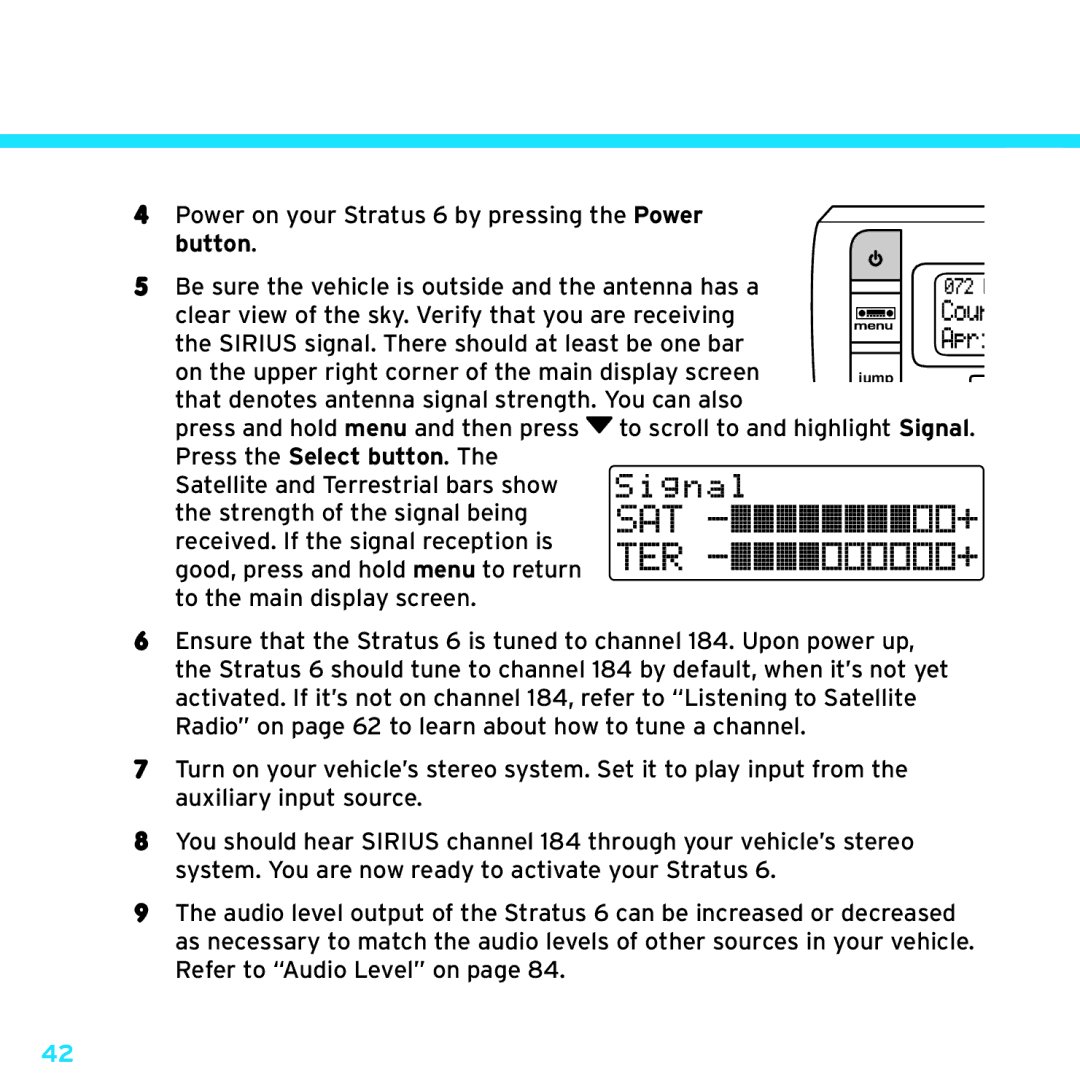 Sirius Satellite Radio SDSV6V1 manual Sat 