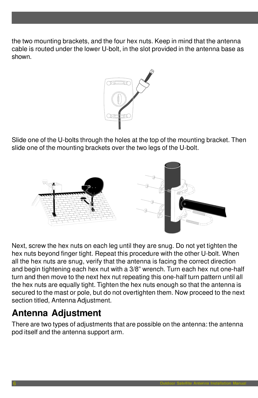 Sirius Satellite Radio SHA1, 128-8662 installation manual Antenna Adjustment 