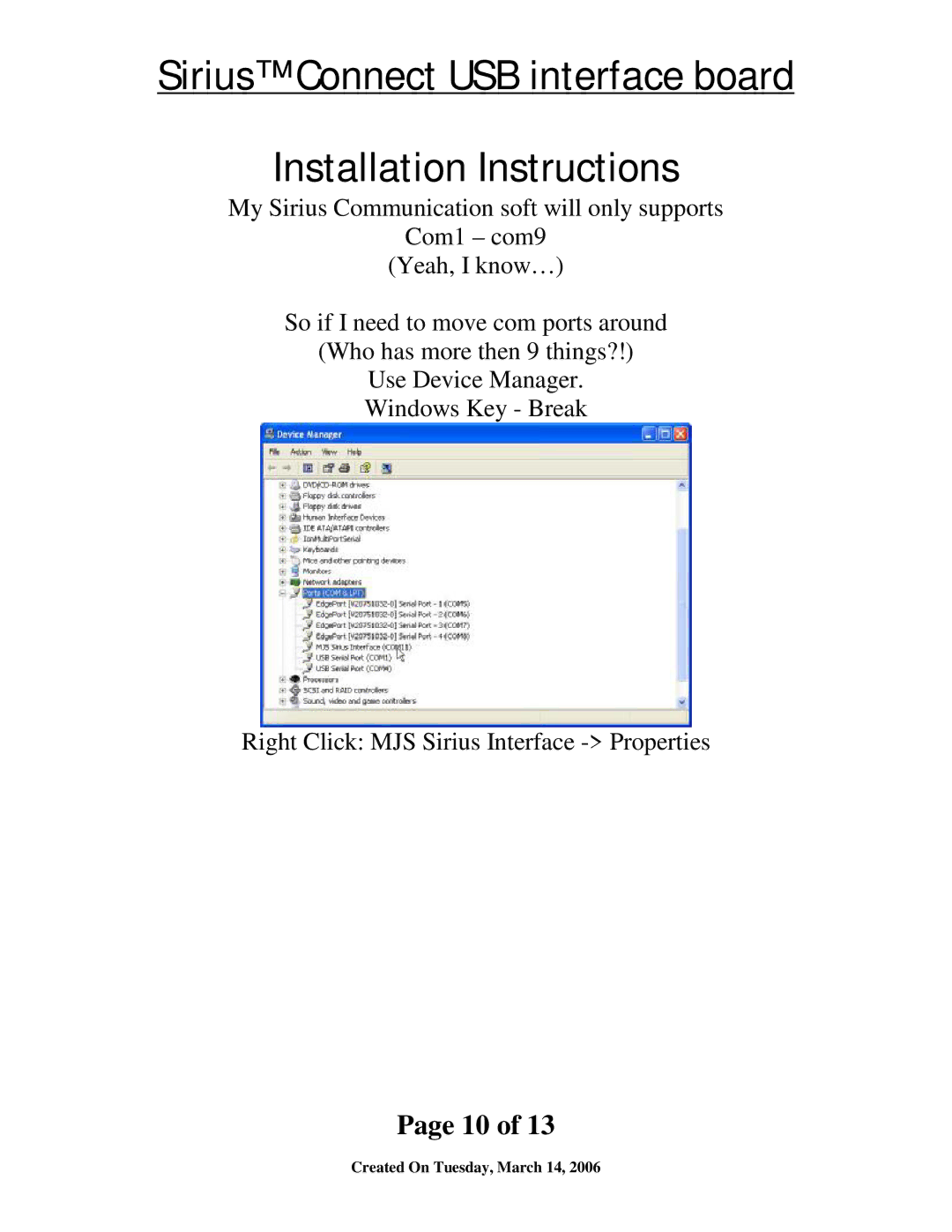 Sirius Satellite Radio SIR-ALP1 installation instructions Sirius Connect USB interface board Installation Instructions 