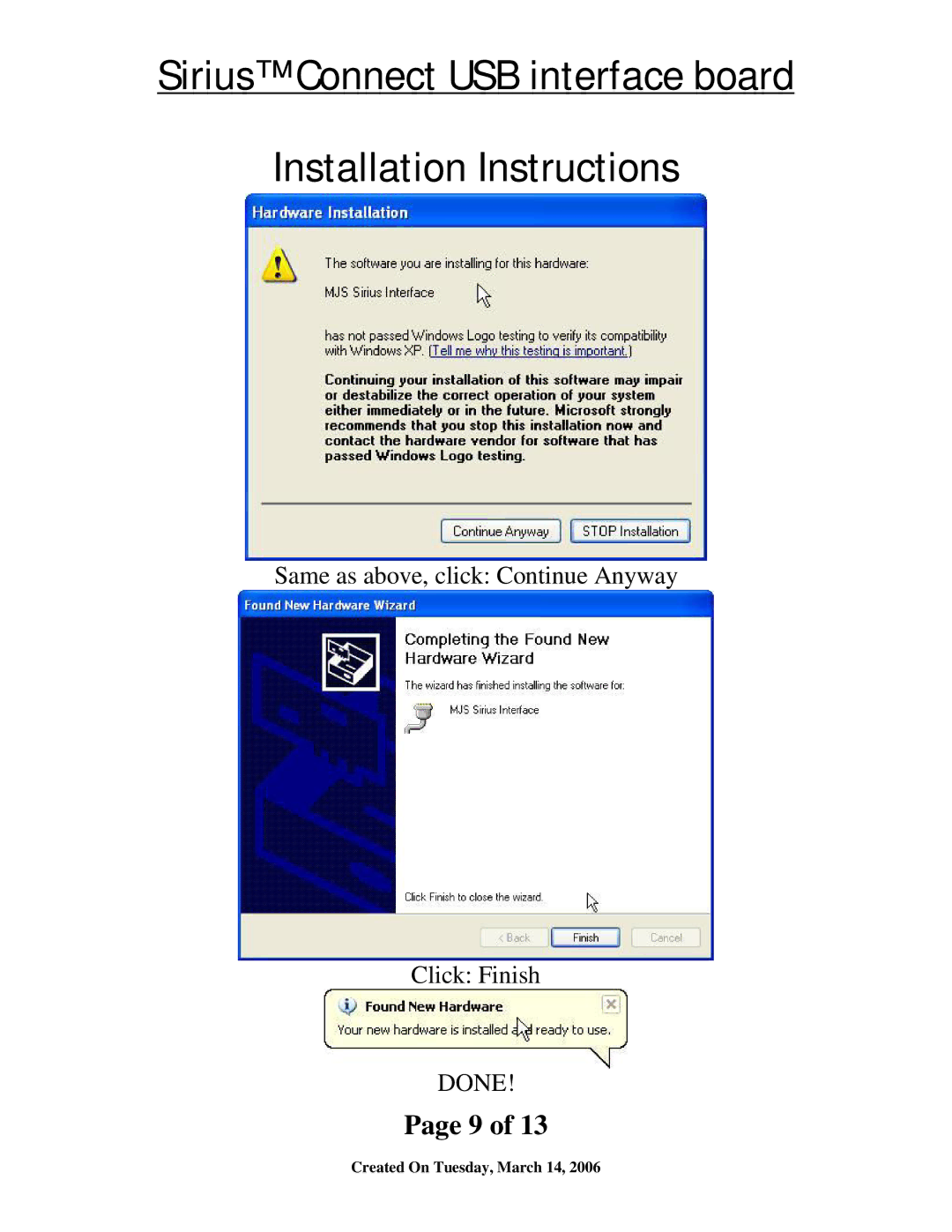 Sirius Satellite Radio SIR-ALP1 installation instructions Done 