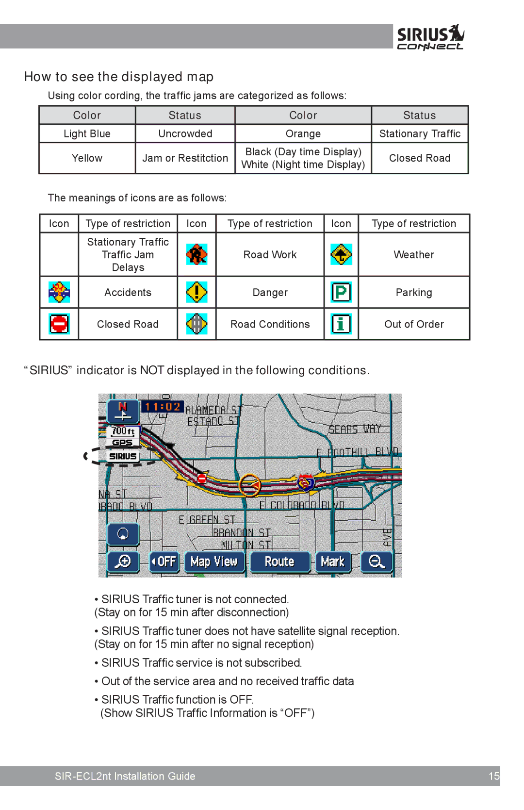 Sirius Satellite Radio SIR-ECL2nt manual How to see the displayed map 