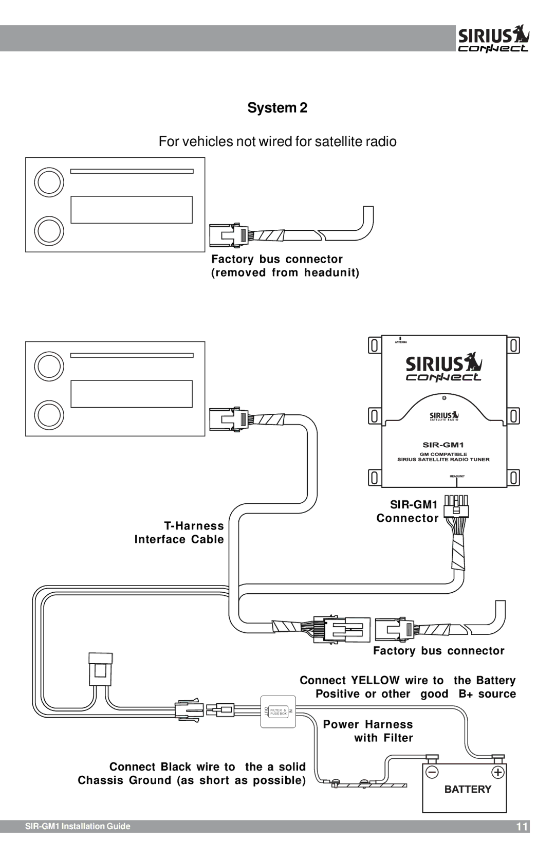 Sirius Satellite Radio SIR-GM1 manual For vehicles not wired for satellite radio 