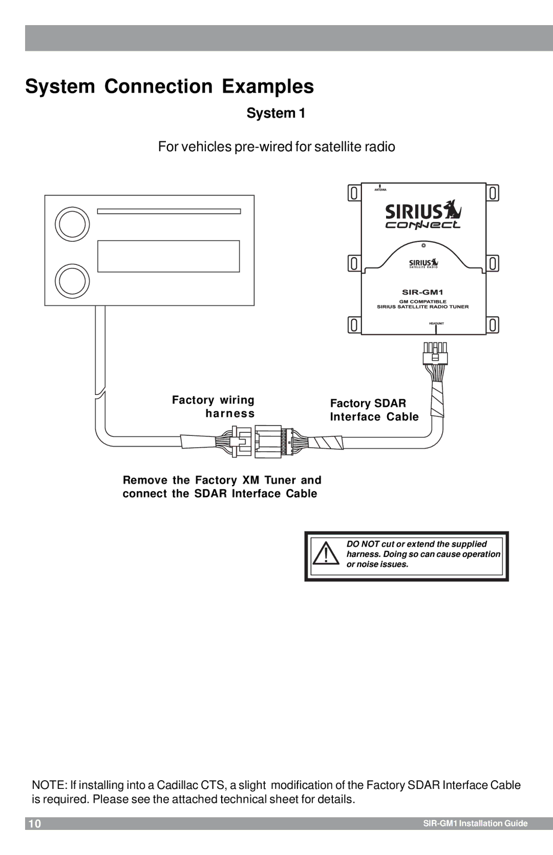 Sirius Satellite Radio SIR-GM1 manual System Connection Examples 