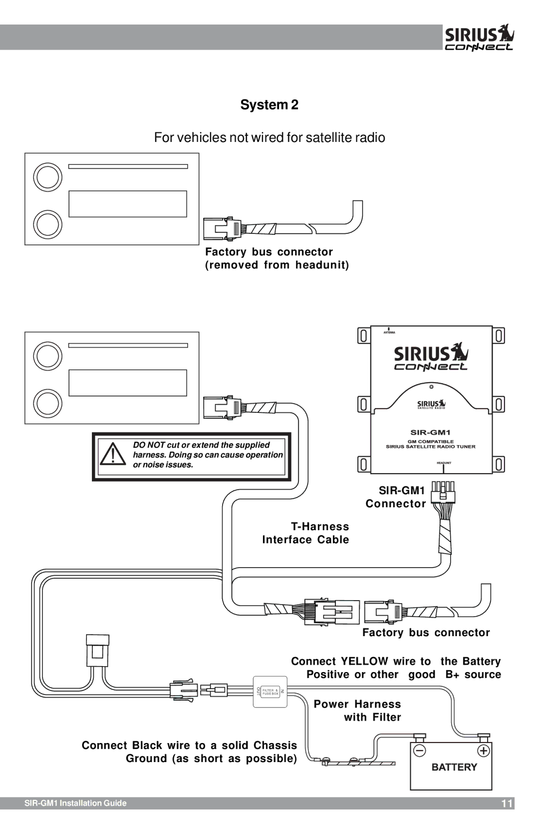 Sirius Satellite Radio SIR-GM1 manual For vehicles not wired for satellite radio 